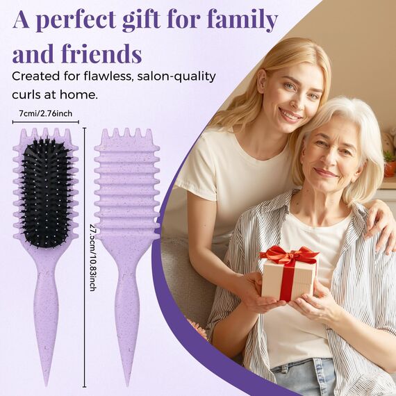 Lockenbürste, curly hair brush Für curly hair, locken bürste Zum Definieren Beim Styling, Antistatisch Entwirren Ohne Ziepen, Ergonomischer Griff, haarbürste Für Frauen Männer (Lila)