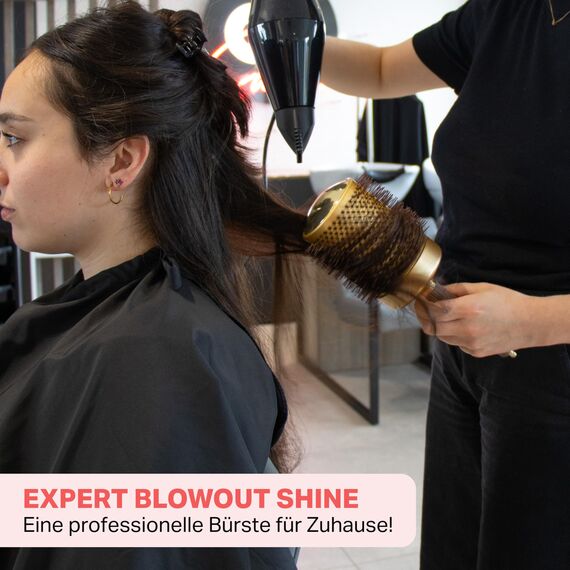 Olivia Garden Expert Blowout Shine - Gold & Braun - 80 - Runde antistatische Keramikbürste für glänzendes Styling ohne Frisierdose