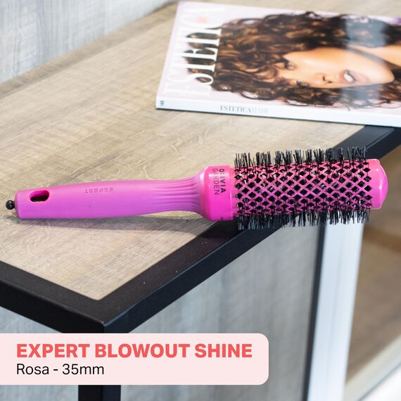 Olivia Garden Expert Blowout Shine - Pink - 35 - Keramikbeschichtete Rundbürste für glattes Ausblasen, krausfreies Haar & strahlenden Glanz