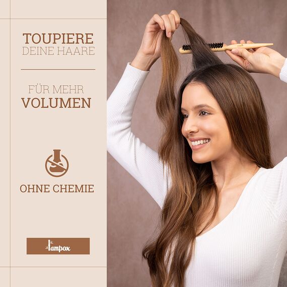lampox Toupierbürste, wildschweinborsten, sleek bun bürste, Schmale Kammbürste, Teasing Haarbürste, haarbürste sleek look, Frisierkamm, bürste für sleek zopf (Toupierbürste)