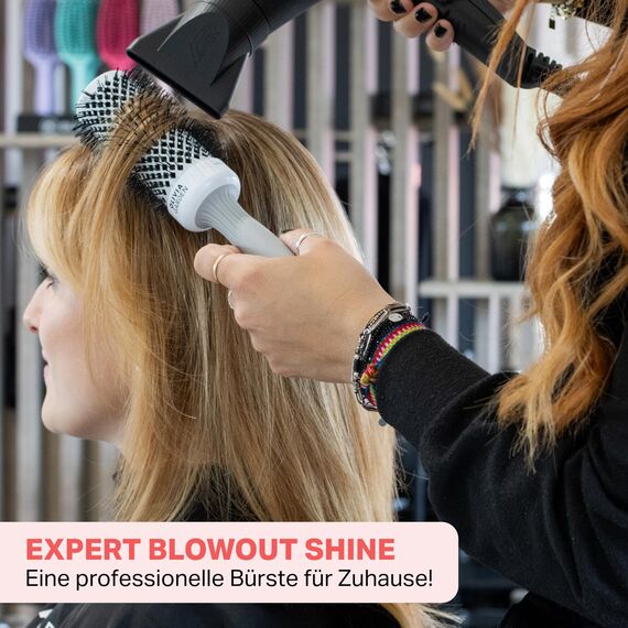 Olivia Garden Expert Blowout Shine - White & Grey - 45 - Keramikbeschichtete Rundbürste für geschmeidiges Ausblasen, krausfreies Haar & strahlenden Glanz