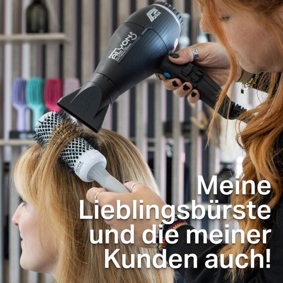 Olivia Garden Expert Blowout Shine - White & Grey - 35 - Keramikbeschichtete Rundbürste für geschmeidiges Ausblasen, krausfreies Haar & strahlenden Glanz