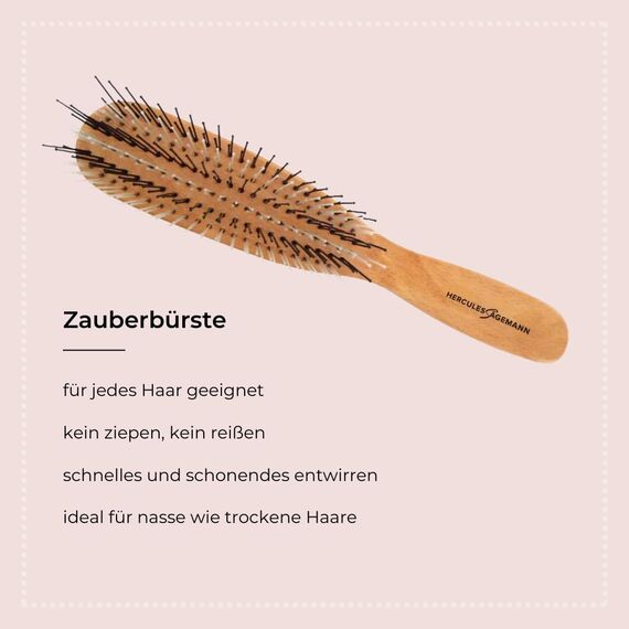 HERCULES SÄGEMANN - Zauberbürste Holz | Hochwertige Scalp Brush für sanftes Entwirren ohne Ziepen. Ideal für Damen und Herren, geeignet für nasses und trockenes Haar. | Farbe: Holz