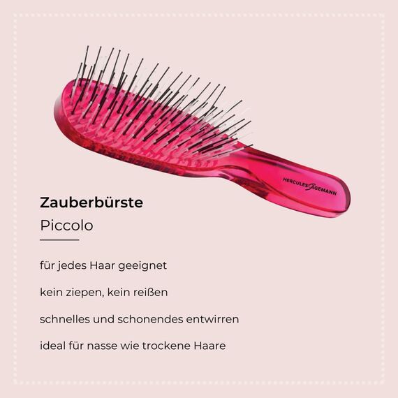 HERCULES SÄGEMANN - Zauberbürste Pink Piccolo | Hochwertige Scalp Brush für sanftes Entwirren ohne Ziepen. Geeignet für nasses und trockenes Haar. | Farbe: Pink |Größe: Piccolo