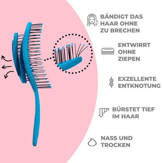Ninabella Haarbürste ohne Ziepen - Bürste für Damen und Herren - Detangler Bürste auch für Locken & Lange Haare - Entwirrbürste Haarbürsten - Ozean Blau