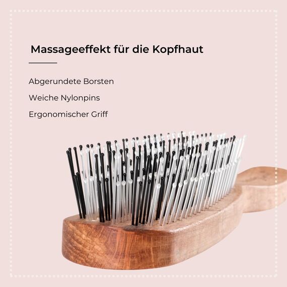 HERCULES SÄGEMANN - Zauberbürste Holz | Hochwertige Scalp Brush für sanftes Entwirren ohne Ziepen. Ideal für Damen und Herren, geeignet für nasses und trockenes Haar. | Farbe: Holz