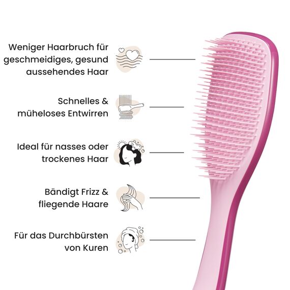 Tangle Teezer Ultimate Detangler Haarbürste – Für Nasses & Trockenes Haar – Entwirrungsbürste für Alle Haartypen – Zweistufige Borsten Reduzieren Haarbruch & Entfernen Knoten – Rote Himbeere