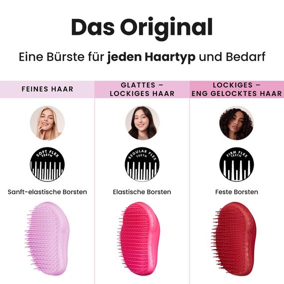 Tangle Teezer Original Entwirrungsbürste – Für Nasses & Trockenes Haar – Haarbürste für Alle Haartypen – Zweistufige Borsten Reduzieren Haarbruch & Entfernen Knoten – Rosa Fizz