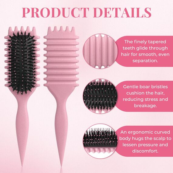 Lockenbürste, curly hair brush Für curly hair, locken bürste Zum Definieren Beim Styling, Antistatisch Entwirren Ohne Ziepen, Ergonomischer Griff, haarbürste Für Frauen Männer (Rosa)