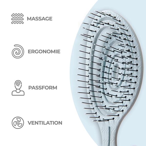 Ninabella Haarbürste ohne Ziepen - Bürste für Damen und Herren - Detangler Bürste auch für Locken & Lange Haare - Entwirrbürste Haarbürsten - Blau