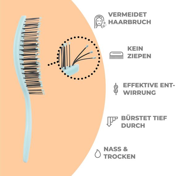 Ninabella Mini Haarbürste ohne Ziepen - Bürste für Reisen - Entwirrbürste für trockenes und nasses Haar - Detangler Bürste - Hair Brush - Mint Grün