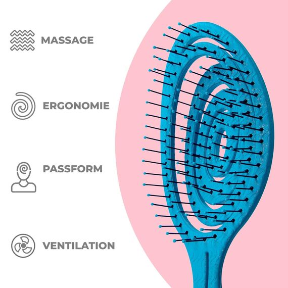 Ninabella Haarbürste ohne Ziepen - Bürste für Damen und Herren - Detangler Bürste auch für Locken & Lange Haare - Entwirrbürste Haarbürsten - Ozean Blau