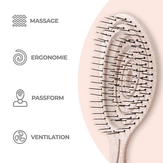 Ninabella Haarbürste ohne Ziepen - Bürste für Damen und Herren - Detangler Bürste auch für Locken & Lange Haare - Entwirrbürste Haarbürsten - Natur