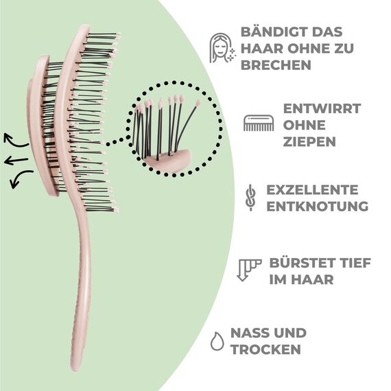 Ninabella Haarbürste ohne Ziepen - Bürste für Damen und Herren - Detangler Bürste auch für Locken & Lange Haare - Entwirrbürste Haarbürsten - Limetten Grün