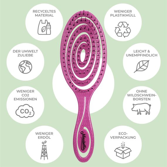 Ninabella Haarbürste ohne Ziepen - Bürste für Damen und Herren - Detangler Bürste auch für Locken & Lange Haare - Entwirrbürste Haarbürsten - Pink