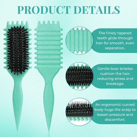 Lockenbürste, curly hair brush Für curly hair, locken bürste Zum Definieren Beim Styling, Antistatisch Entwirren Ohne Ziepen, Ergonomischer Griff, haarbürste Für Frauen Männer (Grün)