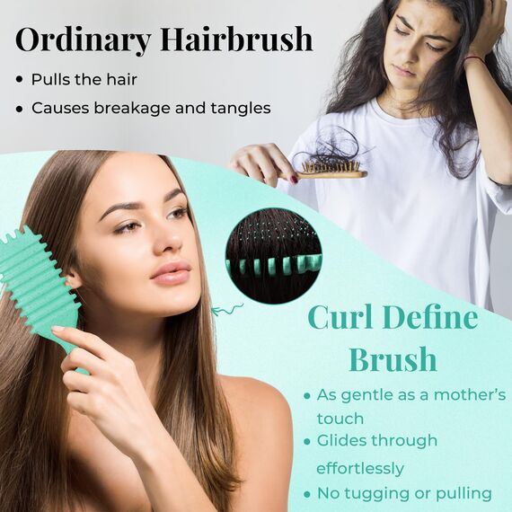 Lockenbürste, curly hair brush Für curly hair, locken bürste Zum Definieren Beim Styling, Antistatisch Entwirren Ohne Ziepen, Ergonomischer Griff, haarbürste Für Frauen Männer (Grün)