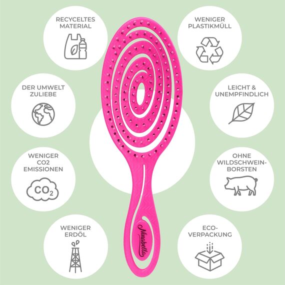 Ninabella Haarbürste ohne Ziepen - Bürste für Damen und Herren - Detangler Bürste auch für Locken & Lange Haare - Entwirrbürste Haarbürsten - Neon Pink