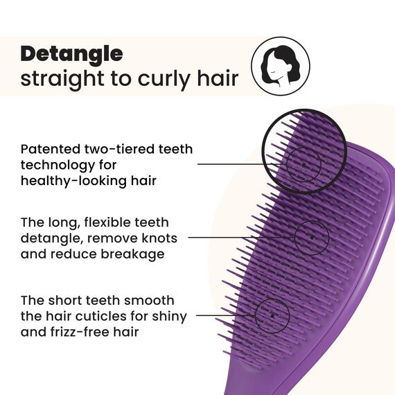 Tangle Teezer Ultimate Detangler Haarbürste – Für Nasses & Trockenes Haar – Entwirrungsbürste für Alle Haartypen – Zweistufige Borsten Reduzieren Haarbruch & Entfernen Knoten – Frisch Lila