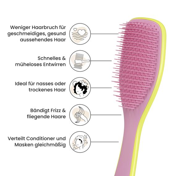 Tangle Teezer Ultimate Detangler Haarbürste – Für Nasses & Trockenes Haar – Entwirrungsbürste für Alle Haartypen – Zweistufige Borsten Reduzieren Haarbruch & Entfernen Knoten – Gelb & Rosa
