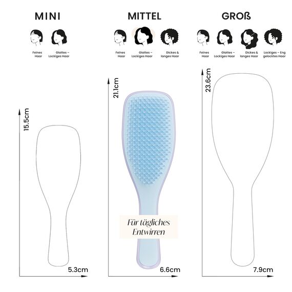 Tangle Teezer Ultimate Detangler Haarbürste – Für Nasses & Trockenes Haar – Entwirrungsbürste für Alle Haartypen – Zweistufige Borsten Reduzieren Haarbruch & Entfernen Knoten – Lila Wolke Blau