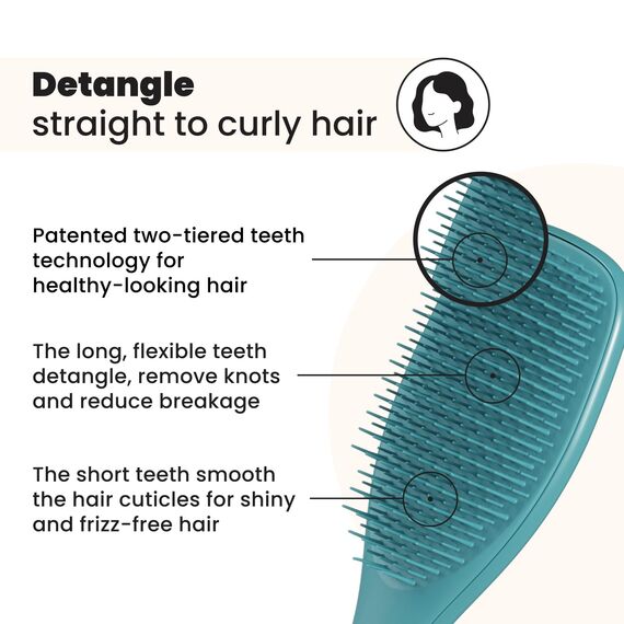 Tangle Teezer Ultimate Detangler Haarbürste – Für Nasses & Trockenes Haar – Entwirrungsbürste für Alle Haartypen – Zweistufige Borsten Reduzieren Haarbruch & Entfernen Knoten – Türkis