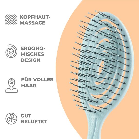Ninabella Mini Haarbürste ohne Ziepen - Bürste für Reisen - Entwirrbürste für trockenes und nasses Haar - Detangler Bürste - Hair Brush - Mint Grün