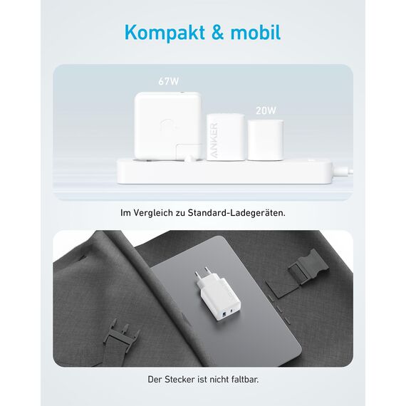 Anker 20W USB C Ladegerät, iPad Netzteil, USB-Schnellladenetzteil, iPad Ladegerät, Kompatibel mit iPhone 17/16/15 Series (mit 150cm USB-C Kabel)