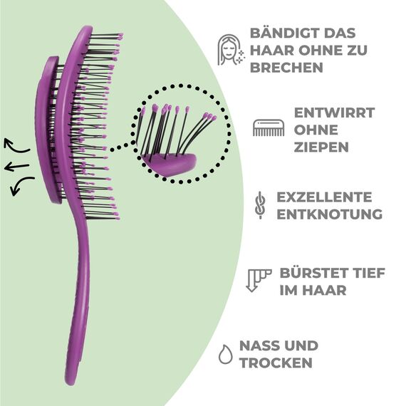 Ninabella Haarbürste ohne Ziepen - Bürste für Damen und Herren - Detangler Bürste auch für Locken & Lange Haare - Entwirrbürste Haarbürsten - Beere
