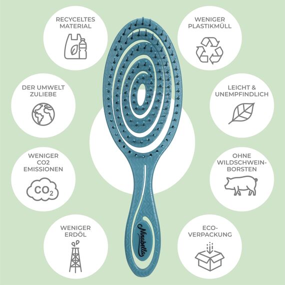 Ninabella Haarbürste ohne Ziepen - Bürste für Damen und Herren - Detangler Bürste auch für Locken & Lange Haare - Entwirrbürste Haarbürsten - Limetten Grün