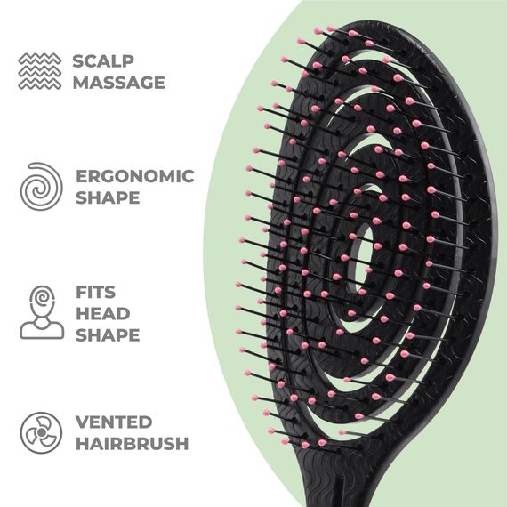 Ninabella Haarbürste ohne Ziepen - Bürste für Damen und Herren - Detangler Bürste auch für Locken & Lange Haare - Entwirrbürste Haarbürsten - Schwarz Pink