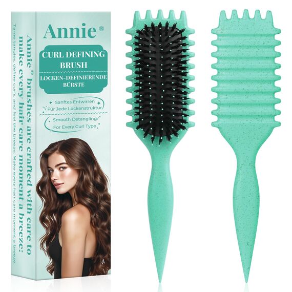Lockenbürste, curly hair brush Für curly hair, locken bürste Zum Definieren Beim Styling, Antistatisch Entwirren Ohne Ziepen, Ergonomischer Griff, haarbürste Für Frauen Männer (Grün)