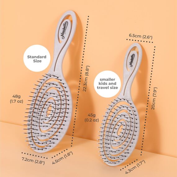 Ninabella Mini Haarbürste ohne Ziepen - Bürste für Reisen - Entwirrbürste für trockenes und nasses Haar - Detangler Bürste - Hair Brush - Cream