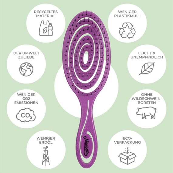 Ninabella Haarbürste ohne Ziepen - Bürste für Damen und Herren - Detangler Bürste auch für Locken & Lange Haare - Entwirrbürste Haarbürsten - Beere