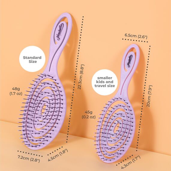 Ninabella Mini Haarbürste ohne Ziepen - Bürste für Reisen - Entwirrbürste für trockenes und nasses Haar - Detangler Bürste - Hair Brush - Lila