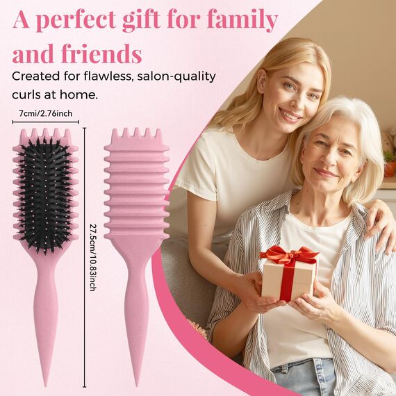 Lockenbürste, curly hair brush Für curly hair, locken bürste Zum Definieren Beim Styling, Antistatisch Entwirren Ohne Ziepen, Ergonomischer Griff, haarbürste Für Frauen Männer (Rosa)