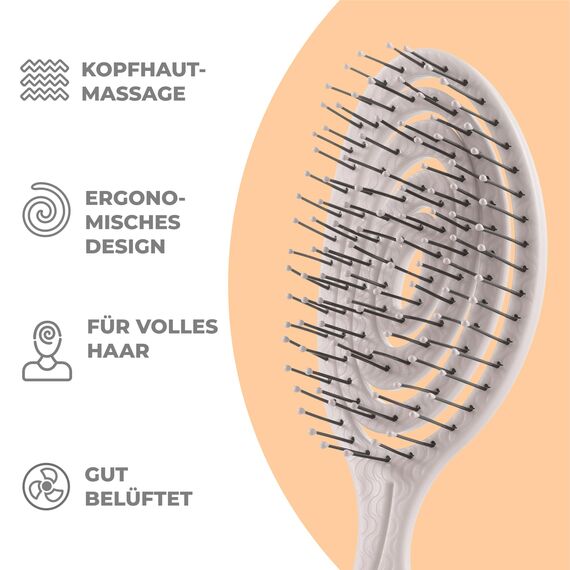 Ninabella Mini Haarbürste ohne Ziepen - Bürste für Reisen - Entwirrbürste für trockenes und nasses Haar - Detangler Bürste - Hair Brush - Cream
