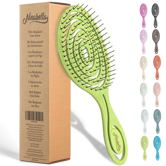 Ninabella Haarbürste ohne Ziepen - Bürste für Damen und Herren - Detangler Bürste auch für Locken & Lange Haare - Entwirrbürste Haarbürsten - Limetten Grün