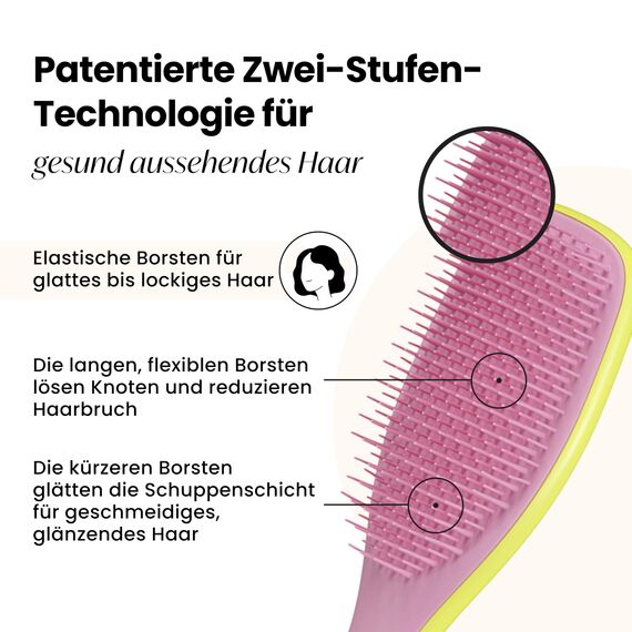 Tangle Teezer Ultimate Detangler Haarbürste – Für Nasses & Trockenes Haar – Entwirrungsbürste für Alle Haartypen – Zweistufige Borsten Reduzieren Haarbruch & Entfernen Knoten – Gelb & Rosa