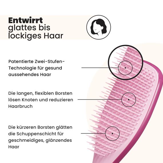 Tangle Teezer Ultimate Detangler Haarbürste – Für Nasses & Trockenes Haar – Entwirrungsbürste für Alle Haartypen – Zweistufige Borsten Reduzieren Haarbruch & Entfernen Knoten – Rote Himbeere