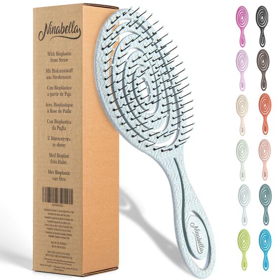 Ninabella Haarbürste ohne Ziepen - Bürste für Damen und Herren - Detangler Bürste auch für Locken & Lange Haare - Entwirrbürste Haarbürsten - Blau