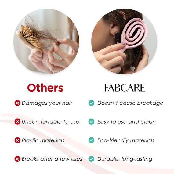 FABCARE Mini Haarbürste Wildschweinborsten Detangler-Bürste Doppelfeder Spiralfeder Kein Ziehen Pro Magic Tool Kompakt Elegant (Rosa)
