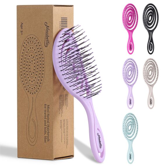 Ninabella Mini Haarbürste ohne Ziepen - Bürste für Reisen - Entwirrbürste für trockenes und nasses Haar - Detangler Bürste - Hair Brush - Lila