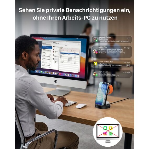 3 in 1 für iPhone Ladestation Schnelles Kabelloses Ladegerät - Wireless Charger für iPhone 17 Air 16e 16 15 14 13 12 11 X Pro Max & für Apple Watch und für Air Pods 4 3 2 Pro mit 18W Adapter