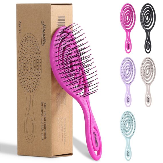 Ninabella Mini Haarbürste ohne Ziepen - Bürste für Reisen - Entwirrbürste für trockenes und nasses Haar - Detangler Bürste - Hair Brush - Pink