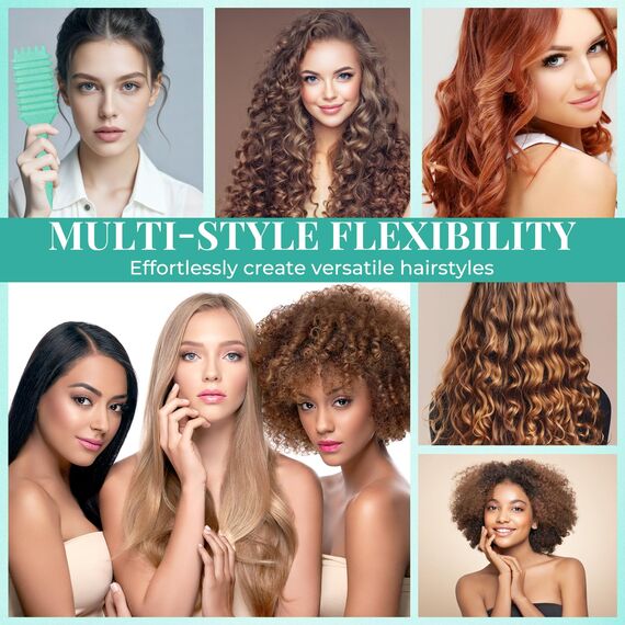 Lockenbürste, curly hair brush Für curly hair, locken bürste Zum Definieren Beim Styling, Antistatisch Entwirren Ohne Ziepen, Ergonomischer Griff, haarbürste Für Frauen Männer (Grün)