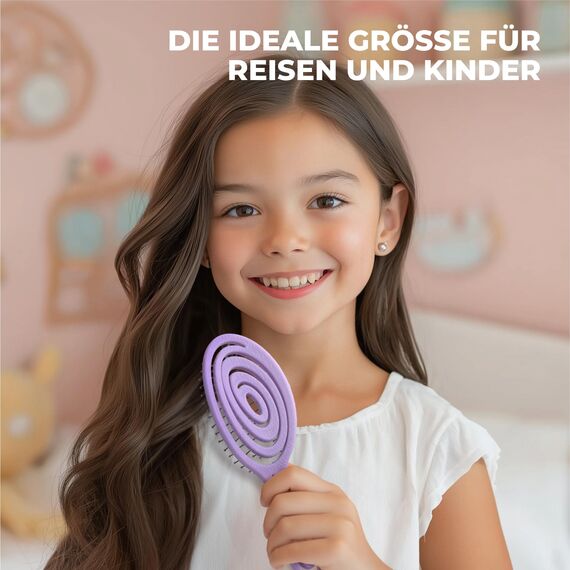 Ninabella Mini Haarbürste ohne Ziepen - Bürste für Reisen - Entwirrbürste für trockenes und nasses Haar - Detangler Bürste - Hair Brush - Lila