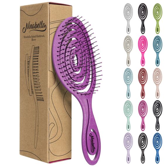 Ninabella Haarbürste ohne Ziepen - Bürste für Damen und Herren - Detangler Bürste auch für Locken & Lange Haare - Entwirrbürste Haarbürsten - Beere