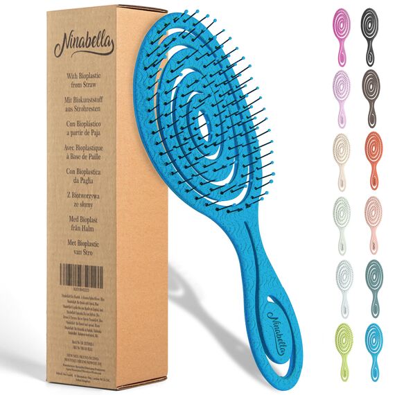 Ninabella Haarbürste ohne Ziepen - Bürste für Damen und Herren - Detangler Bürste auch für Locken & Lange Haare - Entwirrbürste Haarbürsten - Ozean Blau