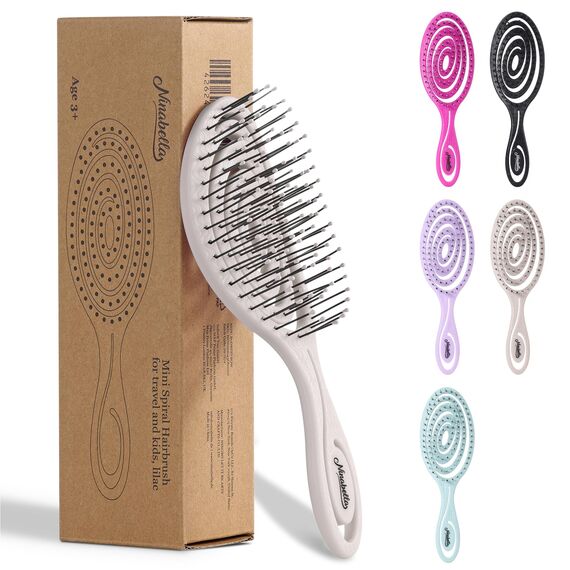 Ninabella Mini Haarbürste ohne Ziepen - Bürste für Reisen - Entwirrbürste für trockenes und nasses Haar - Detangler Bürste - Hair Brush - Cream